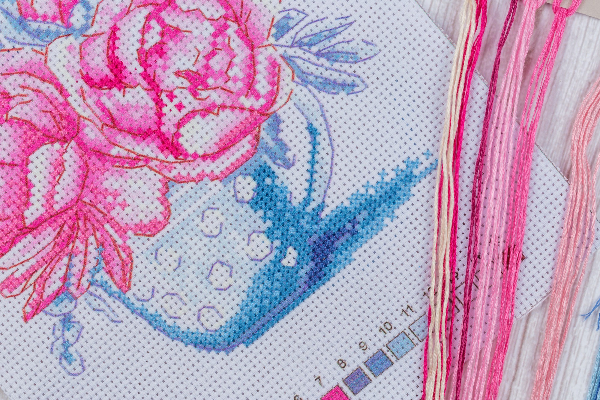 zbliżenie ściegu satin stitch